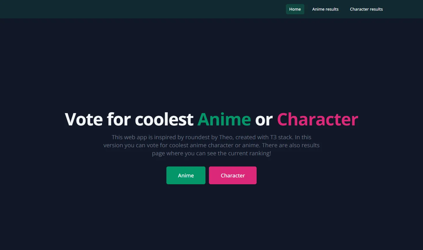 Screenshot of coolest anime website